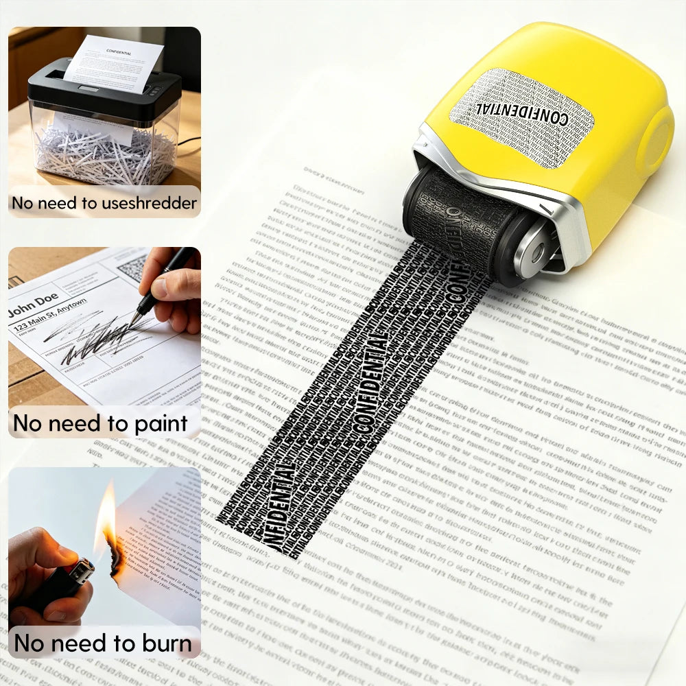Car Styling Identity Theft Protection Roller Stamp • Confidential Roller Stamp • Easy Coverage for Personal Information Anti-Lea