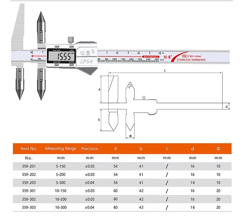 Edge-Center Distance, Center Distance, Digital Caliper, Cone Probe Hole Distance, Centerline Caliper, Edge-To-Hole Measurement