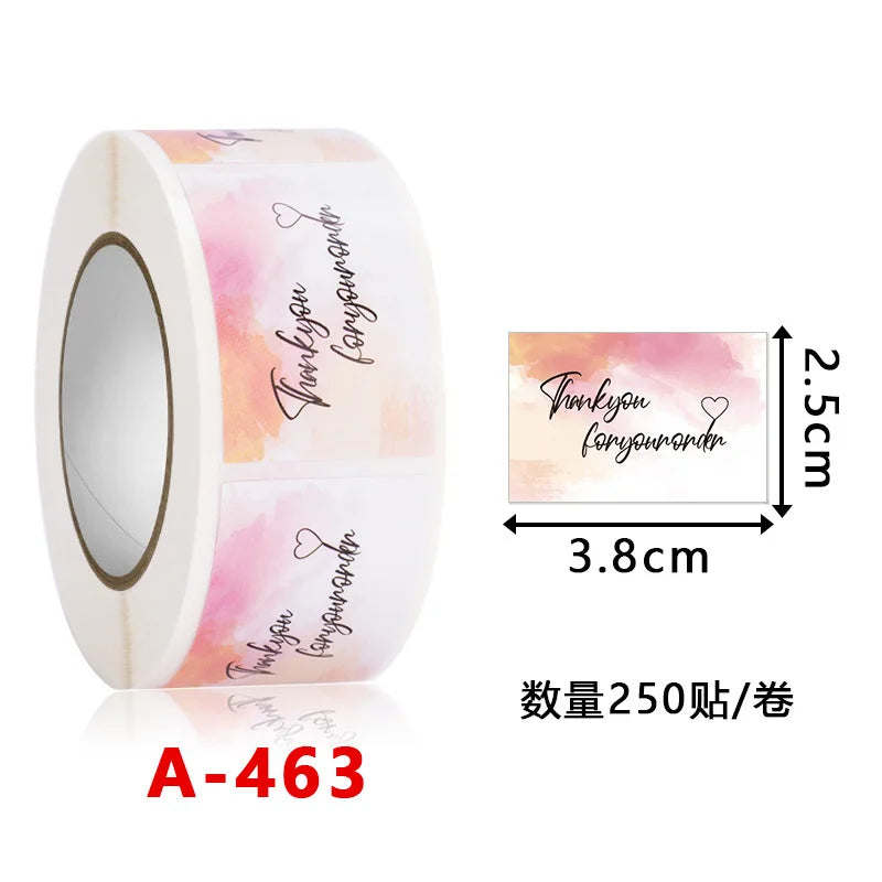 250Pcs Rectangle Thank You for Your Order Stickers Labels for Small Business Decor Sticker Stationery Supply 2.5*3.8cm