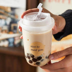 10pcs Transparent Coffee Cups With Lids U-shaped Disposable Cups For Hot Drink Milk Tea Takeaway Beverage Cups〔CC11〕