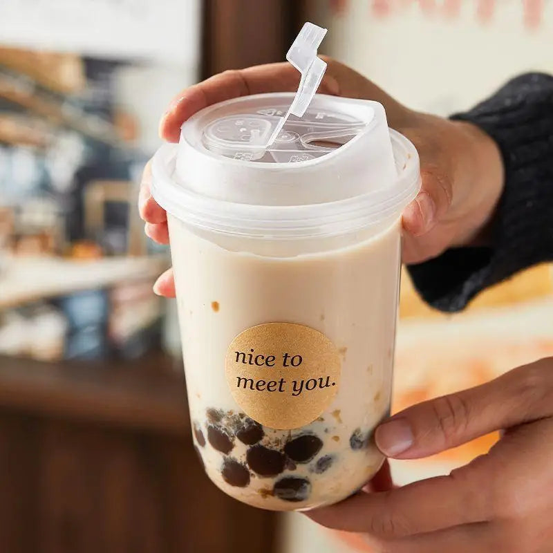 10pcs Transparent Coffee Cups With Lids U-shaped Disposable Cups For Hot Drink Milk Tea Takeaway Beverage Cups〔CC11〕