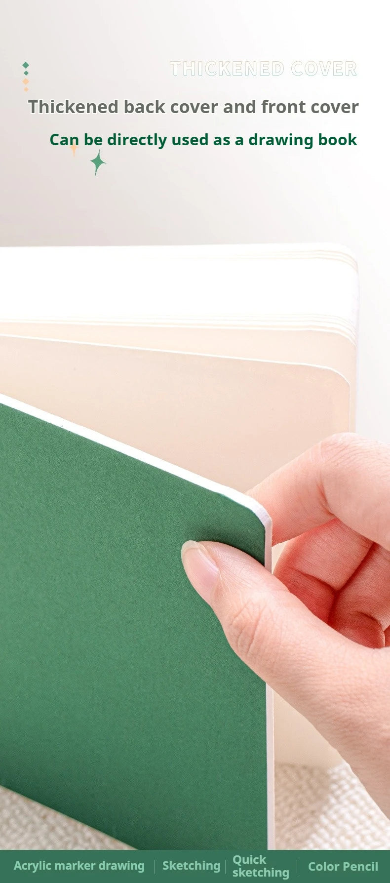 Borrence 58Sheets Drawing Notebook Sketchbook Handheld 230g Portable Watercolor Paper Coloring Book Oil Paint Gouache Notepad