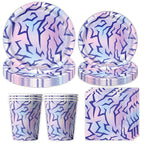 Cosmic Chic Pink Purple Party Tableware Set Y2K Lightning Paper Plates Cups Napkins For Girls Kpop Theme Birthday Decor