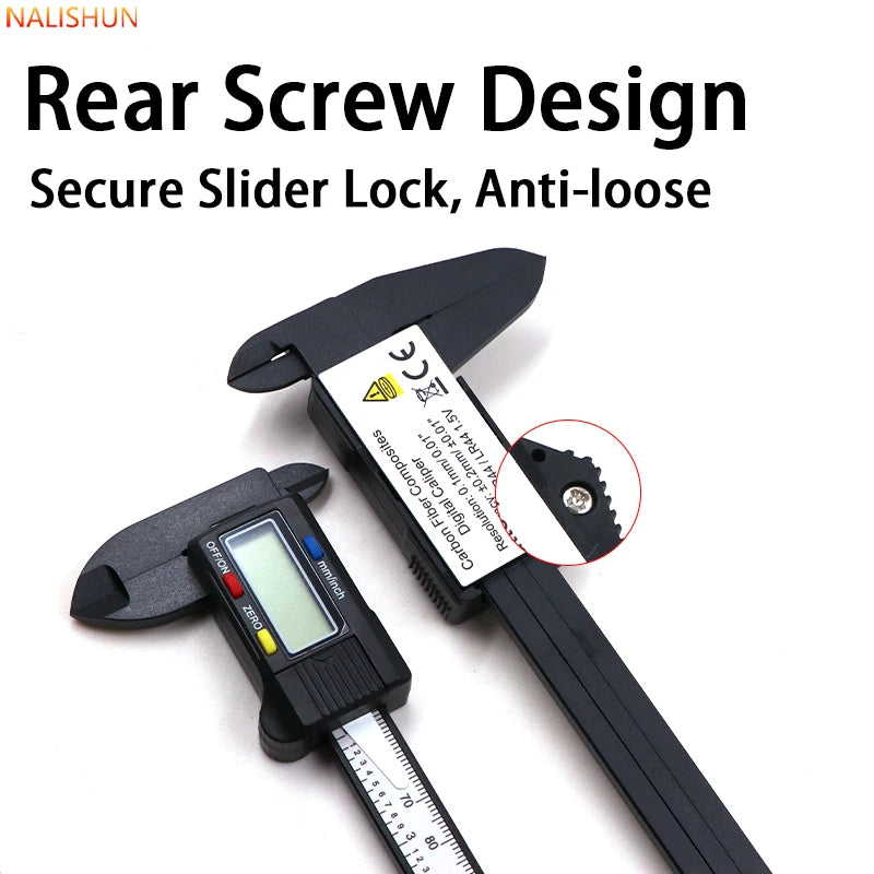 0-100mm/0-150mm Carbon Fiber Digital Caliper 0.01mm High Precision, Electronic Vernier Measuring Large LCD Screen Inch/mm