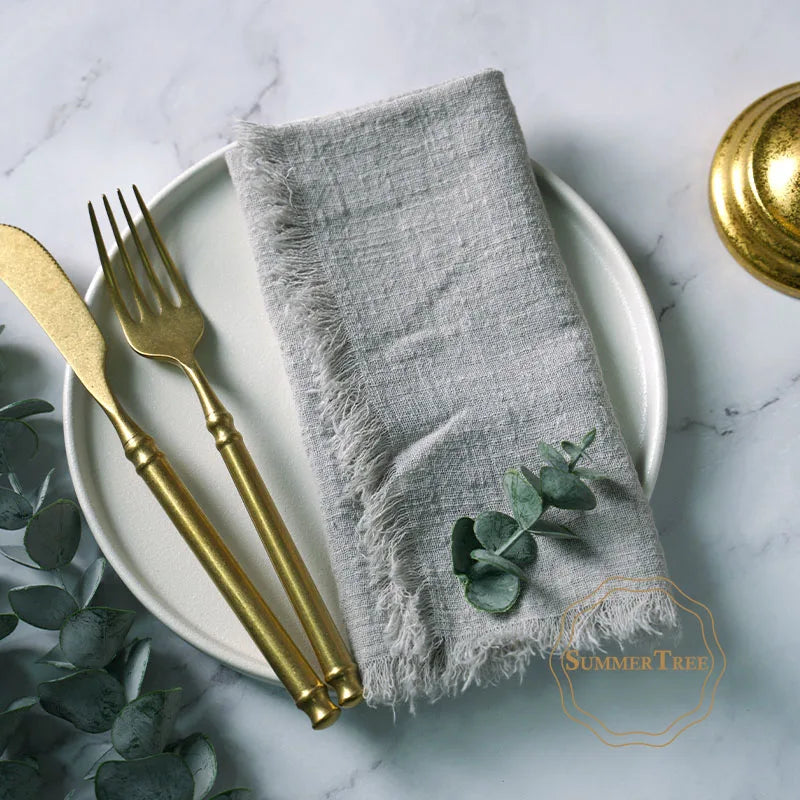 10pcs Napkins 41x41cm Cotton Cloth Gauze Retro Burr Rustic Towel Dining Place Mats Wedding Party Linen Fabric Table Decoration