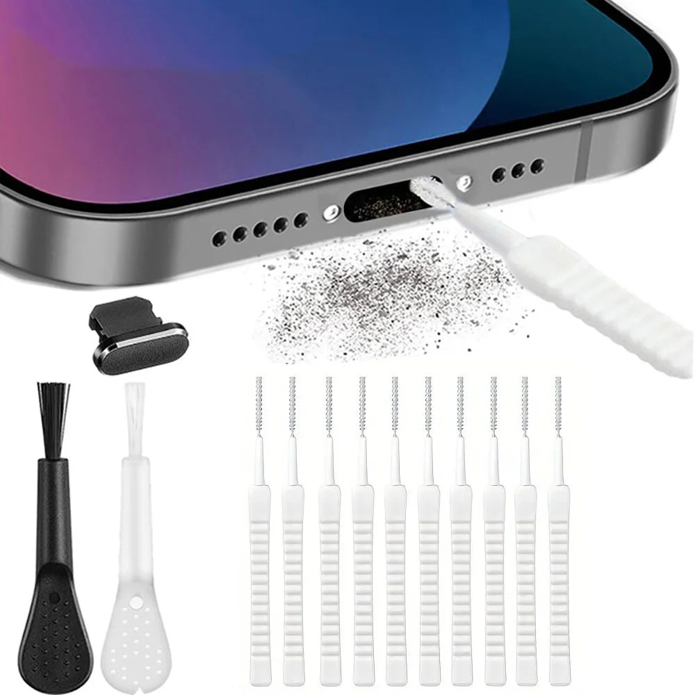 Mobile Phone Charging Port Type C Dust Plug for iPhone 16 15 14 Pro Max Cleaner Kit Computer Keyboard Cleaner Tool Clean Brush