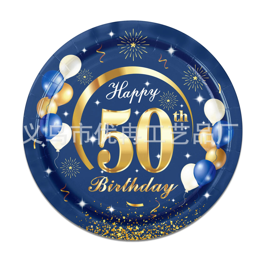 18th 30th 40th 50th 60th 70th Birthday Decorations Men Women Blue Birthday Happy Birthday  Plates Cup Tableware Anniversary