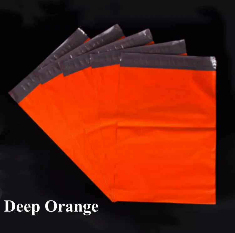 100PCS Red/Orange Poly Mailer Adhesive Envelope Bag DIY Logo Print T-shirt Gloves Gift Shoes Box Express Gift Packaging Pouches