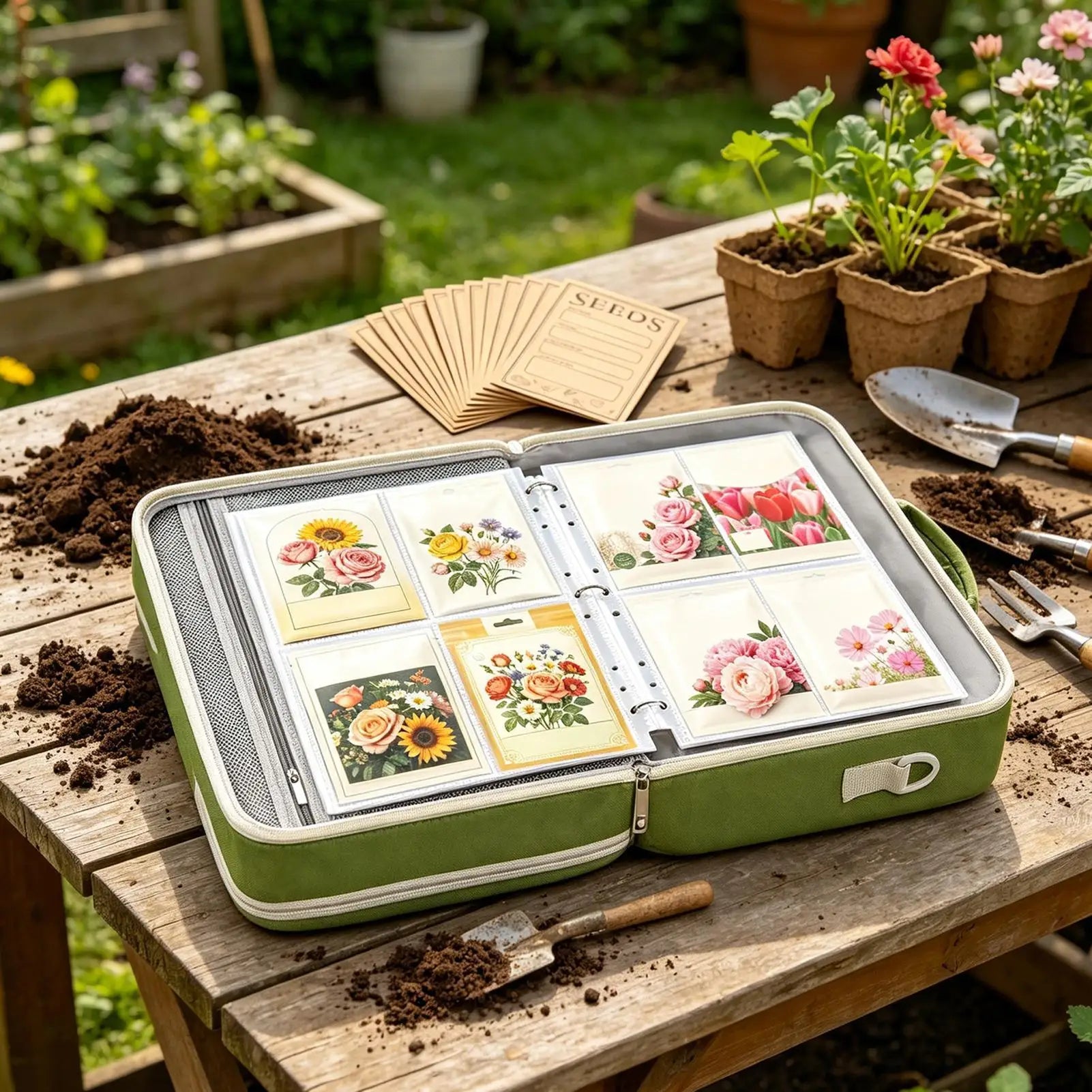 Plant Storage Binder Organizer Holds 120 Packets 3-Ring Container 30-Sheet Garden Saving Binder Bag For Gardeners Hobbyists