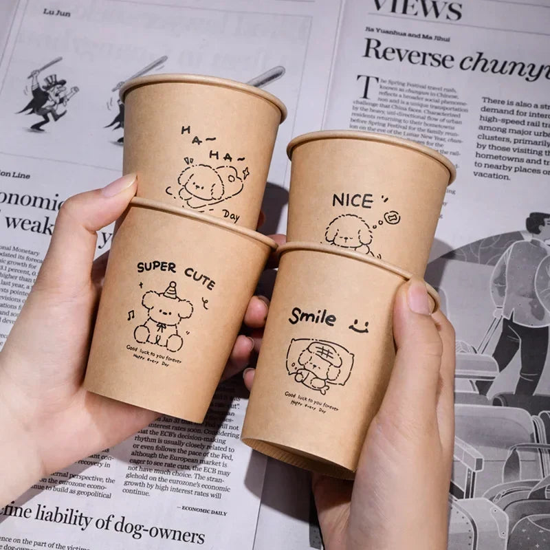250ml 50PCS Disposable Biodegradable Paper Cup Tasting Cup Coffee Tea Milk Cup Party Supplies Drinking Tool BirthdayTableware