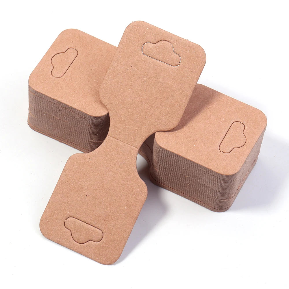 50pcs 9x3.4cm Foldable Kraft Paper Packing Cards for DIY Jewelry Display Holders Handmade Necklace Bracelet Retail Price Tags