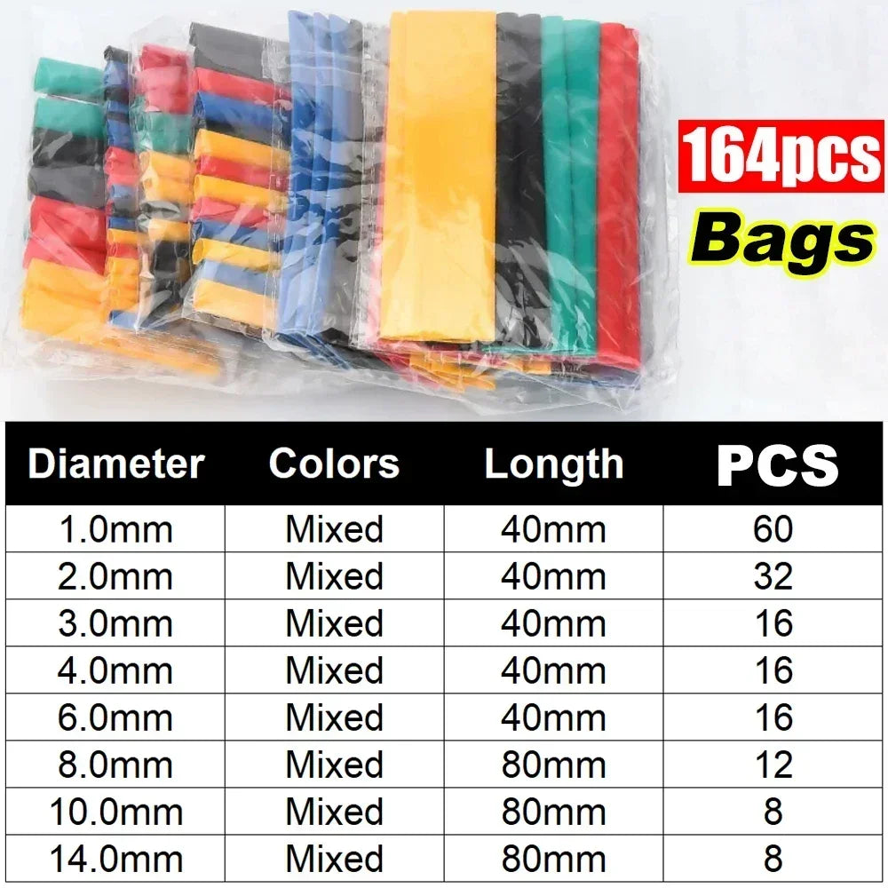 Heat Shrink Tubes Set Retractable for Cables Retractable Heat Pipe Wire Heat-shrinkable Sheath Case Tube Heat Shrink Tubing Set