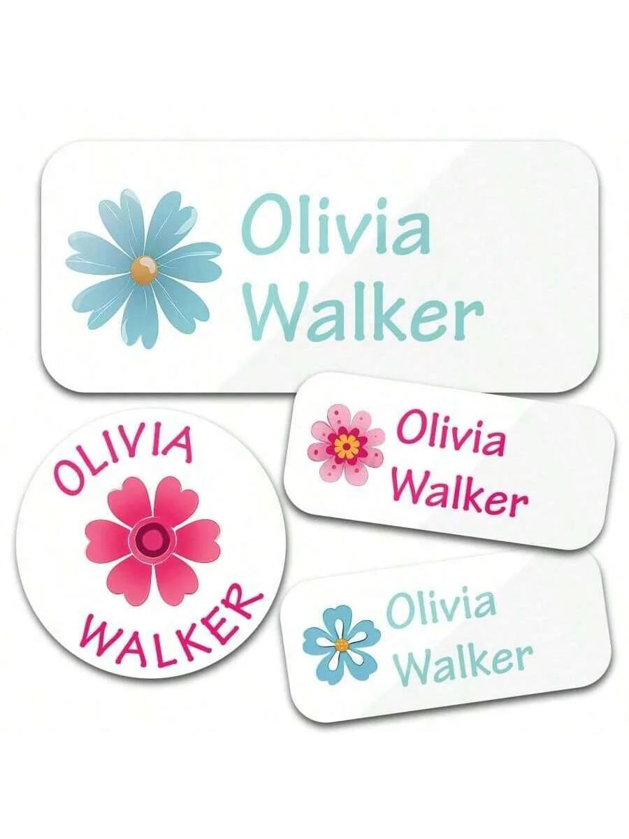 Custom Name Stickers 130 Pieces - Waterproof Personalized Adhesive Labels for Clothing