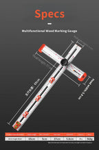 Woodworking T-Square Ruler 2 in 1 Drill Guide Hole Positioning Measuring Tool