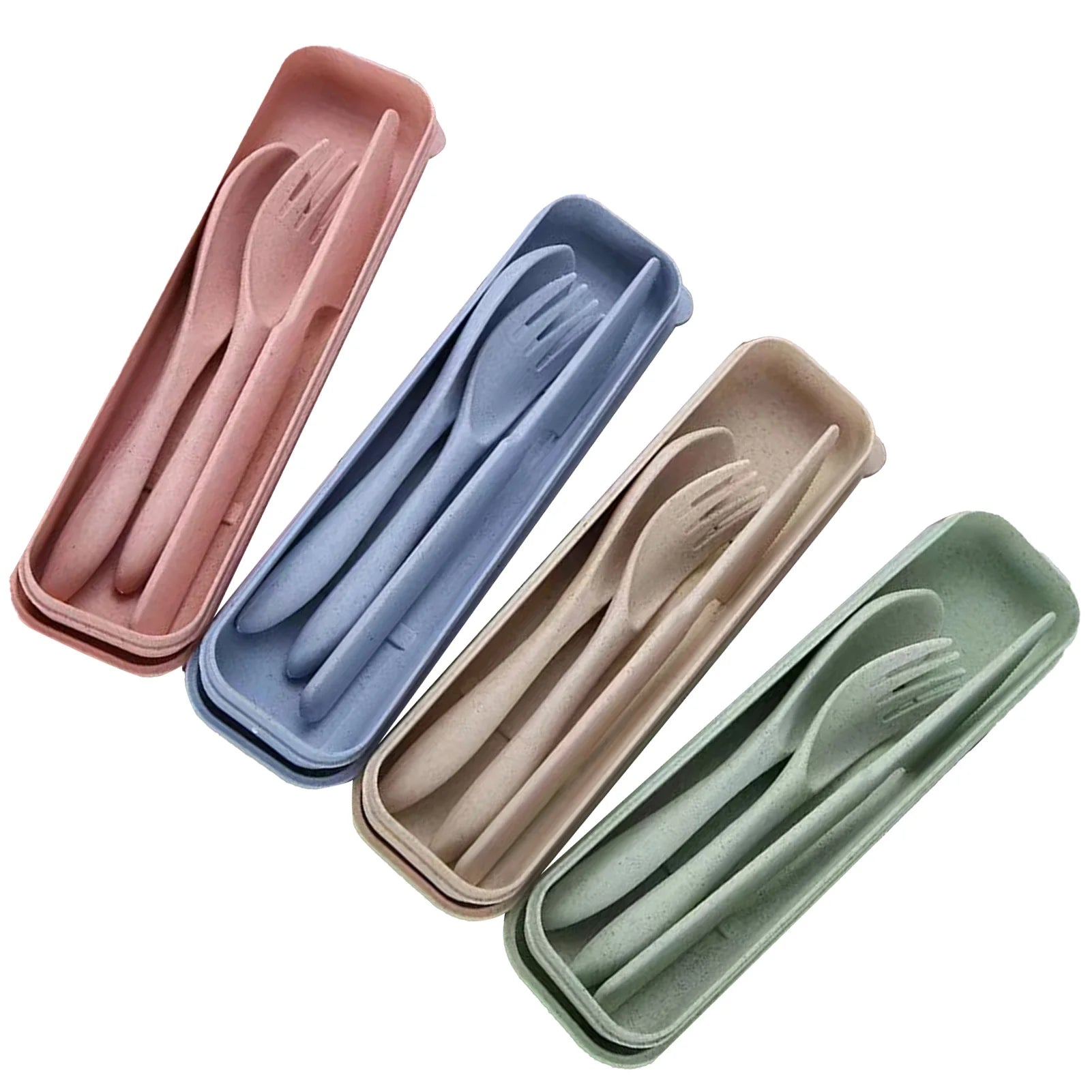 Straw Cutlery Set Modern Portable Fork, Spoon, and Knife Set with Storage Case Ideal for Office, School, and Picnics