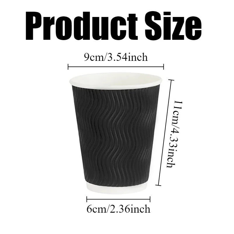 25/50PCS Disposable Corrugated Paper Cups Double-layered Coffee Hot Tea Milk Beverage Paper Cups Party Drinking Accessorie