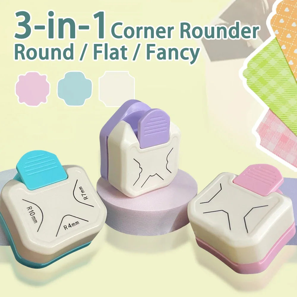 Corner Rounder Mini Corner Trimmer Round Corner DIY Paper Card Photo Planner Cutting Supplies 3 Way Punch Board Photo Cutter