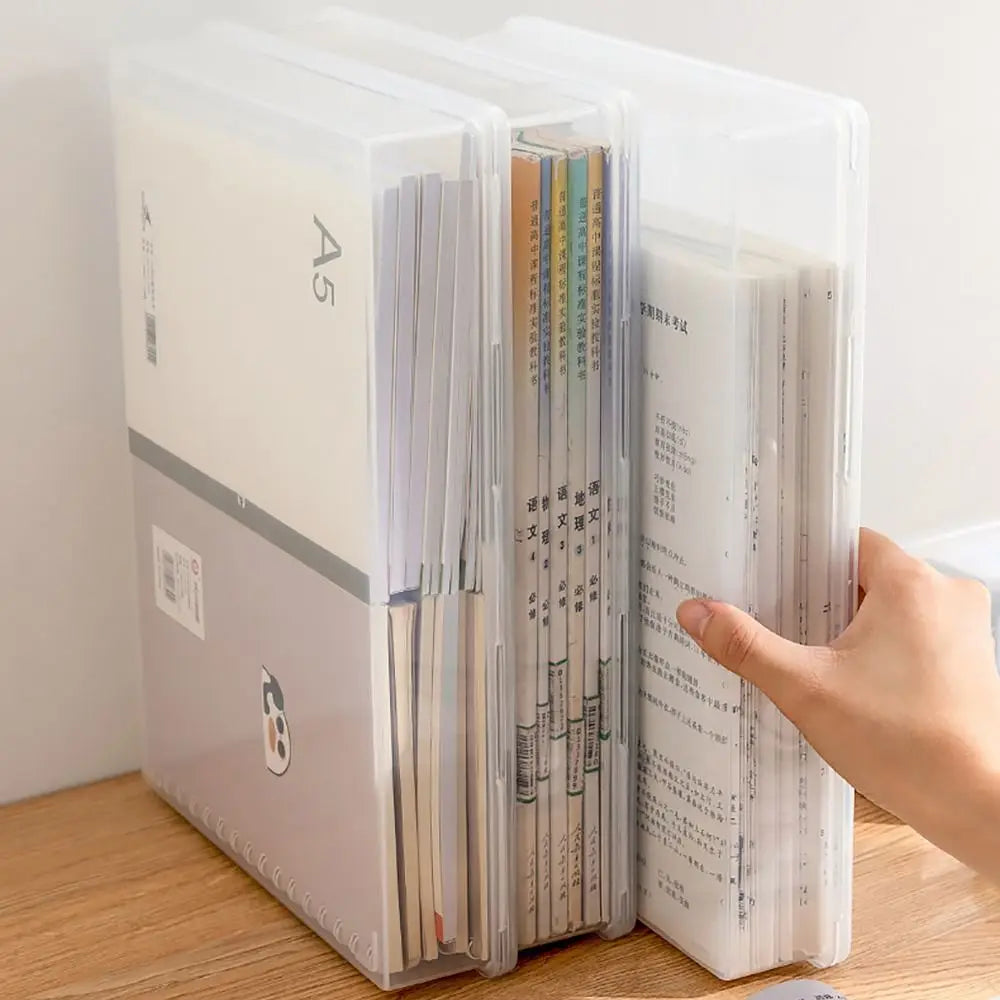 Portable A4 A5 File Organizer Multifunctional Transparent Document Storage Container Dustproof File Box Home Office Supplies