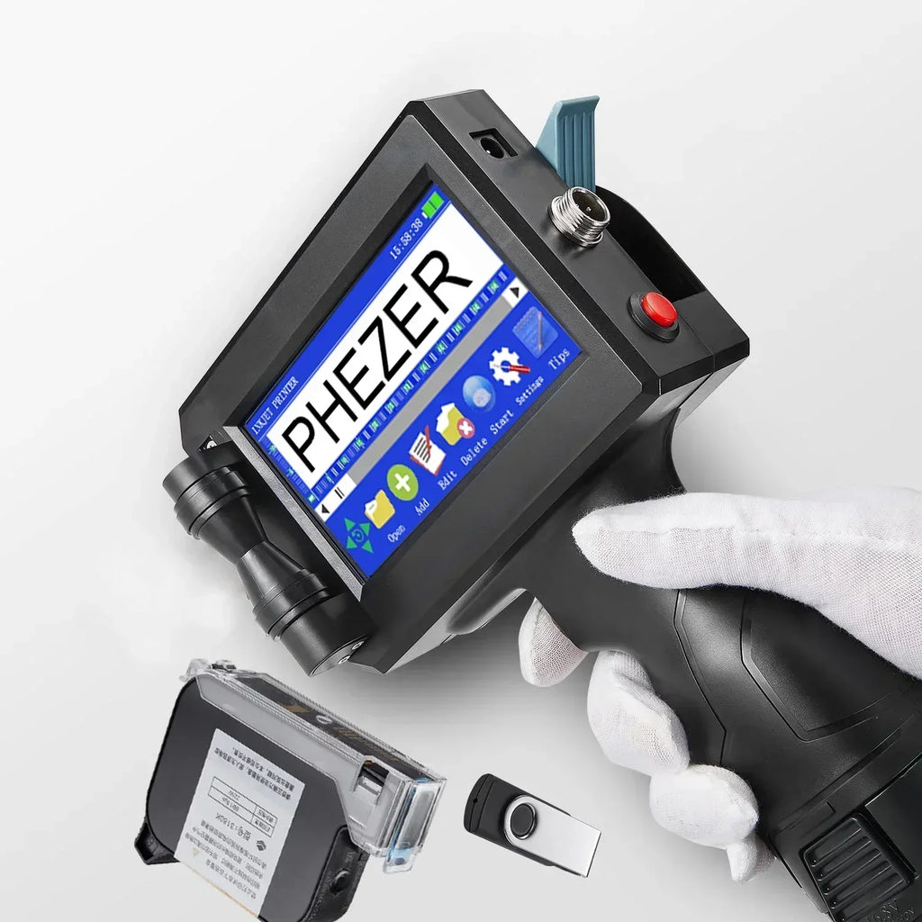 Phezer P15 Handheld Inkjet Printer 12.7/25.4mm Portable Label Printer Expiry Date Batch Code Logo QR Barcode 28 Languages