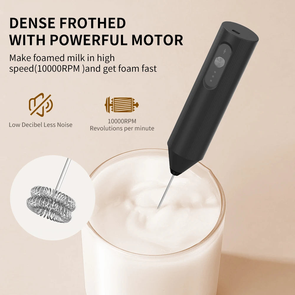 Handheld Electric Milk Frother Stainless Steel Foam Maker for Coffee Cappuccino Latte Hot or Cold Milk Drink Mixer Kitchen Tool