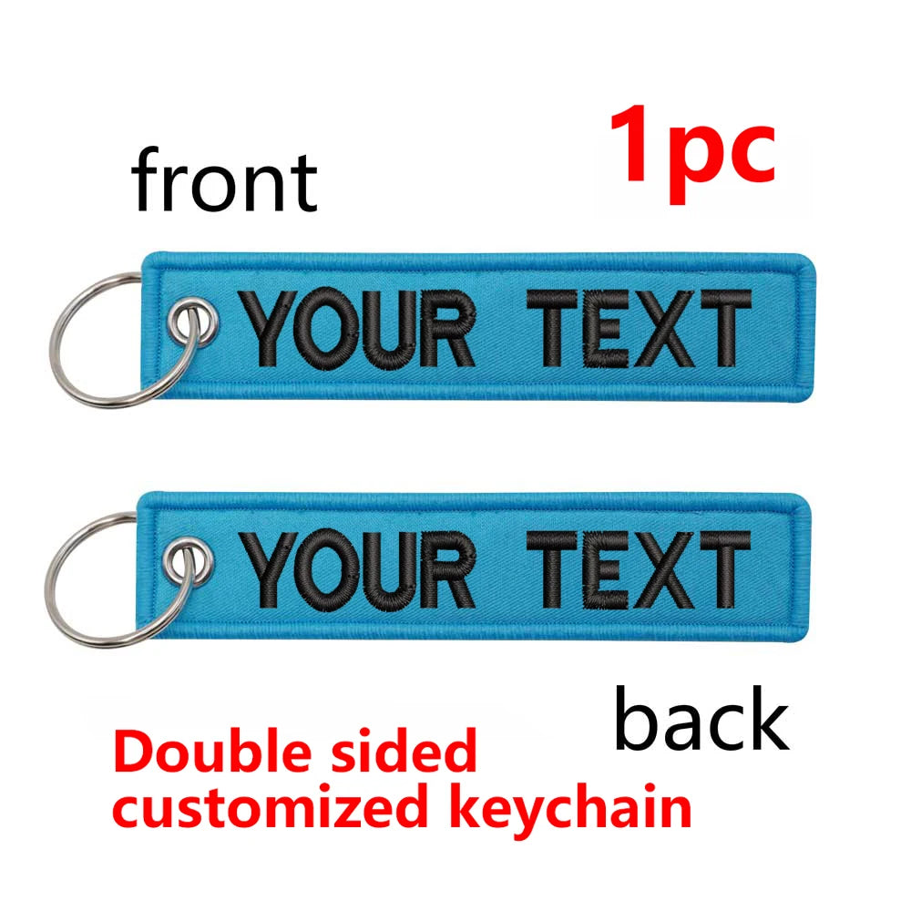 Custom Embroidered Keychain - Personalized Text Name Tag Keyring for Motorcycle, Car, Backpack, Luggage Travel Accessories
