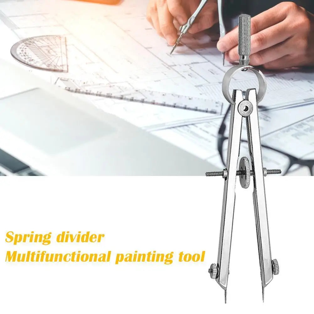 Practical Bow Divider Spring Compasses Multifunction Leather Printing Protractior Compasses Drawing Tool for Engineering