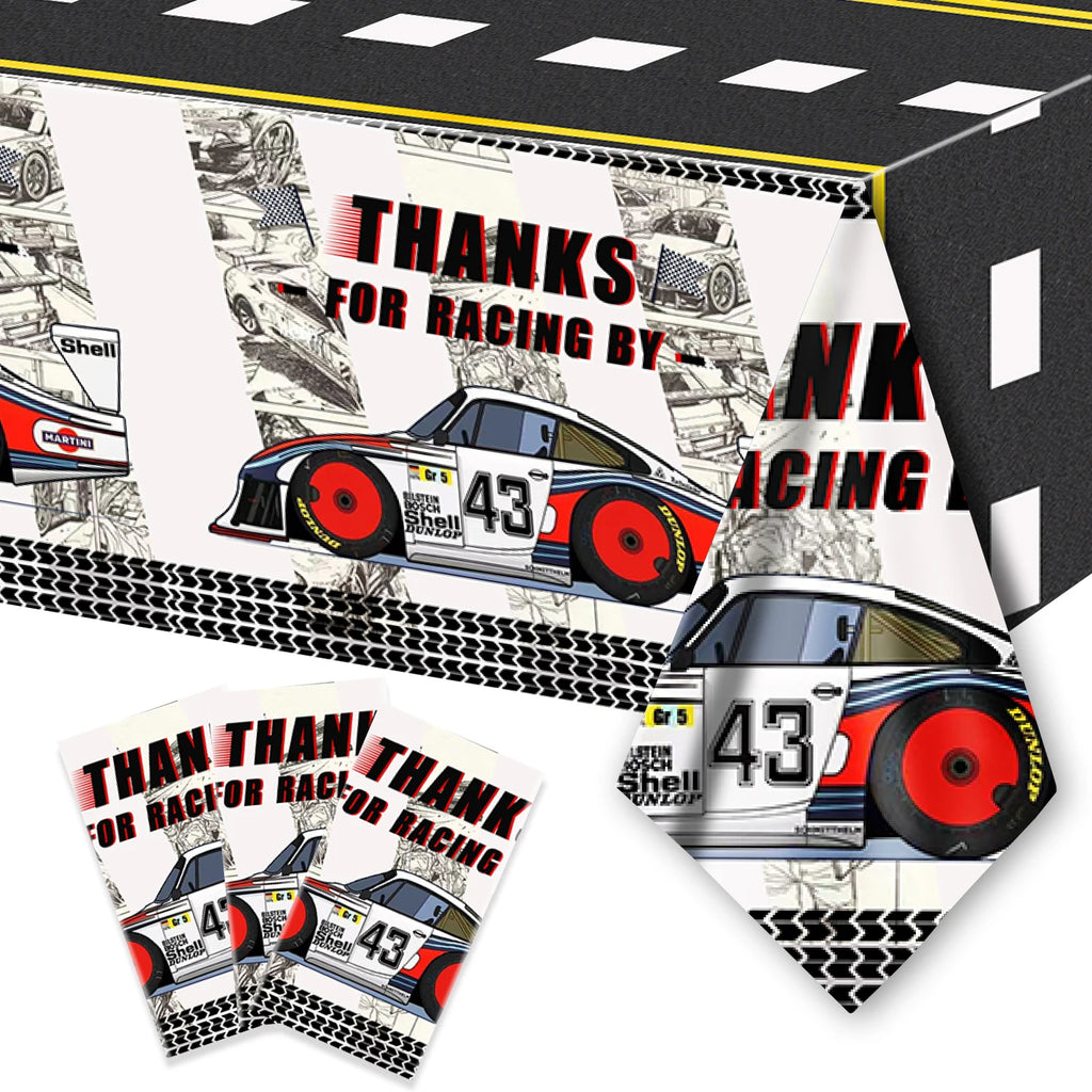 Race Car Theme Tablecloths Black White Checkered Rectangular Plastic Table Cover Racing Car Birthday Party Decorations Supplies
