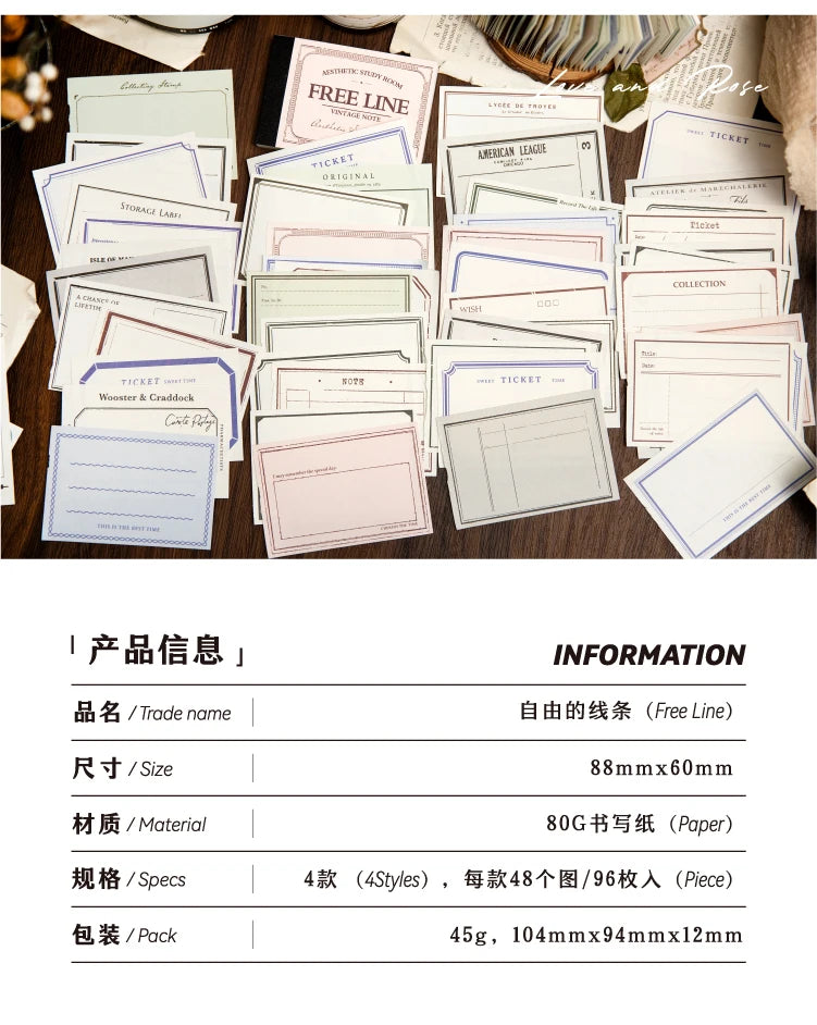 Yoofun 96 sheets Vintage Style Memo Pad Material Paper for Journal Planner Scrapbooking Materials Stationery Notes Paper