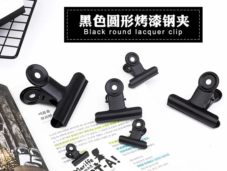 10-Pack Black Metal Paper Clip Office Stationery Small Book Fixing Clip Sketching Board Clip Household Supplies
