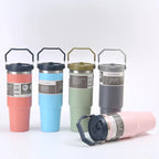 30OZ Portable Car Cup Stainless Steel Thermos Cup with Straw Travel Sports Water Bottle With Handle Cover Coffee Vacuum Flask