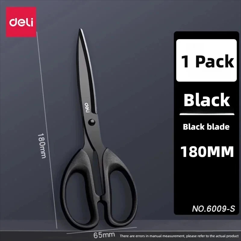 Deli 210/175mm Black Stainless Steel Scissors Business Office Stationery Home Shears Kitchen Knife Cutter Cutting Tool
