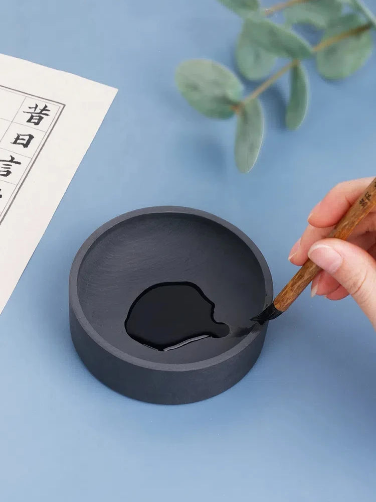 Calligraphy Ink Stone Natural Raw Stone Inkstone Brush Writing Painting Inkstone Vintage Students Multifunctional Ink Cartridge