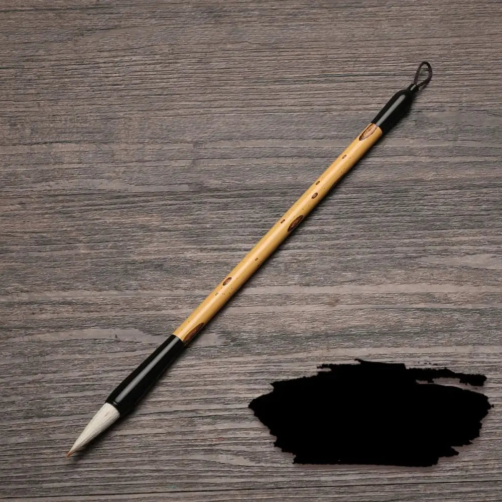Ancient Oil Watercolor Chinese Calligraphy Brush Wolf Hair Wood Scriptures Writing Brush Oil Painting Art Paint Brush Artist