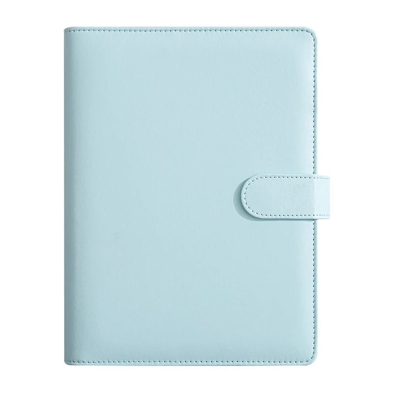 New A5 PU Leather Binder Cover with Magnetic Buckle Closure, 6 Ring Personal Notebook for Organizing Planner, Photo Card Sleeves