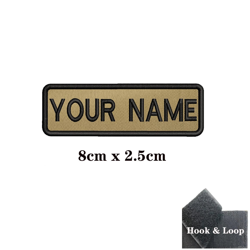 1PC Custom Personalized Name number Patch Stripes Badge tags chevrons Armband Iron On Or Hook Loop embroidered Military Khaki