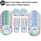 Ocean Sea Birthday Party Tableware Turtle Whale Print Plates Napkins Cups for Baby Shower Ocean Party Birthday Decorations