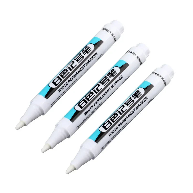 White Marker Pens 0.7/1.0/2.5mm Waterproof Oily Permanent Paint Pen Markers for Wood Rock Plastic Leather Glass Metal Ceramic