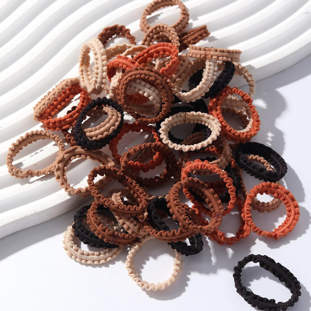 50Pcs Children Small Rubber Bands Girls Hair Ties Headbands Non Damaging Tie Ponytail High Elastic Durable Scrunchies Hair Rope