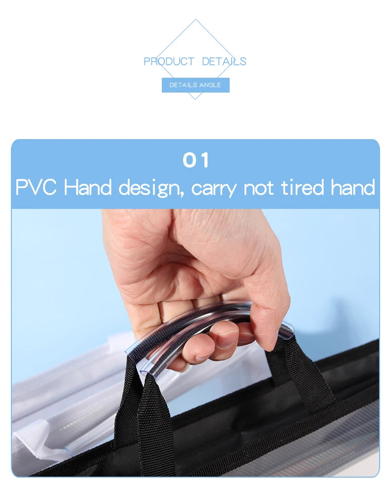 Transparent A4 Handbag Six Colors Large Capacity Waterproof Documents Students Business Portable Bag