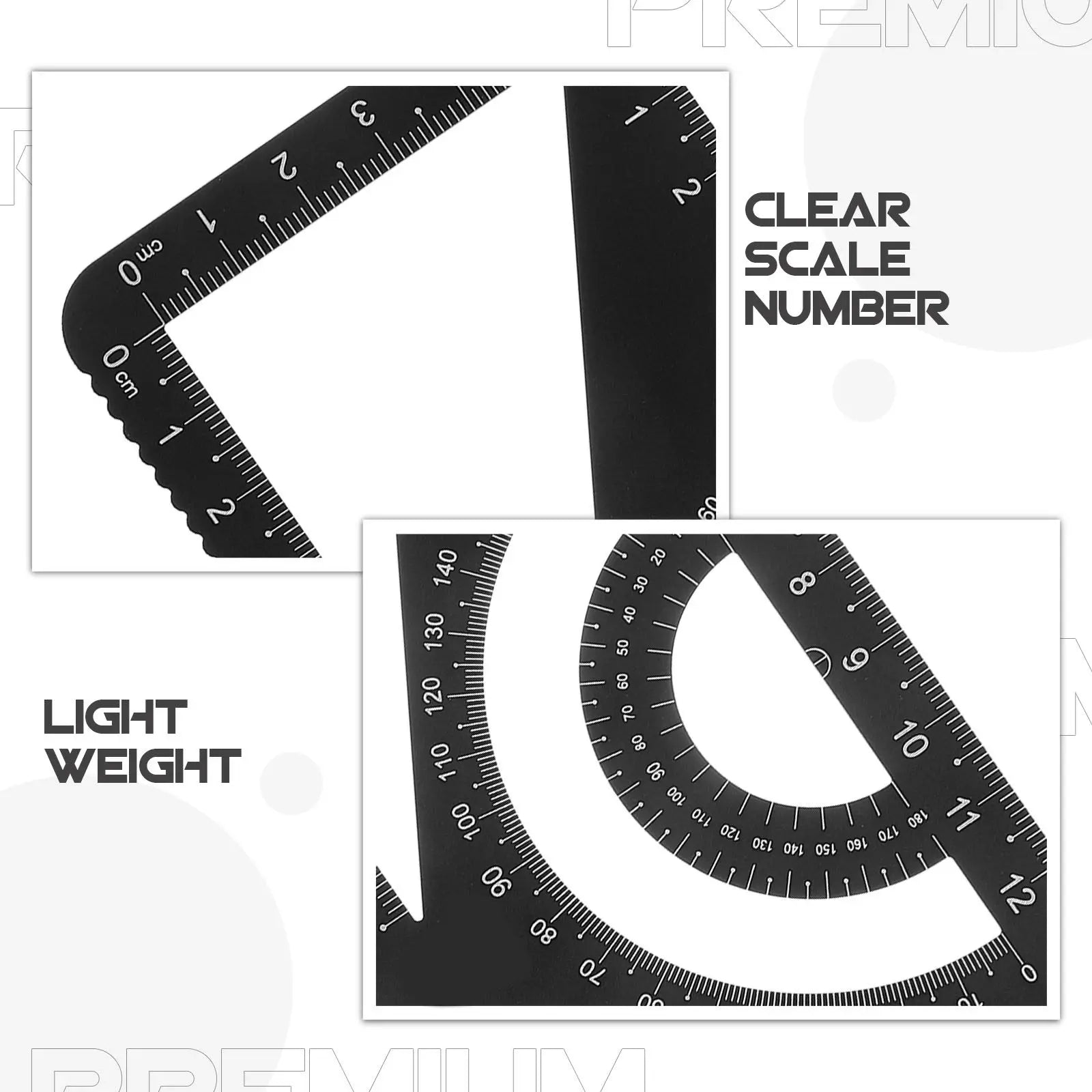 Drawing Measurement Ruler Set Aluminum Alloy Professional Geometry Triangle Straightedge Protractor School Office Stationery
