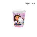 50-1pcs Gabby Dollhouse Birthday Party Plates Cups Napkins Cat Girls Disposable Tableware Kids Happy Birthday Decor Supplies