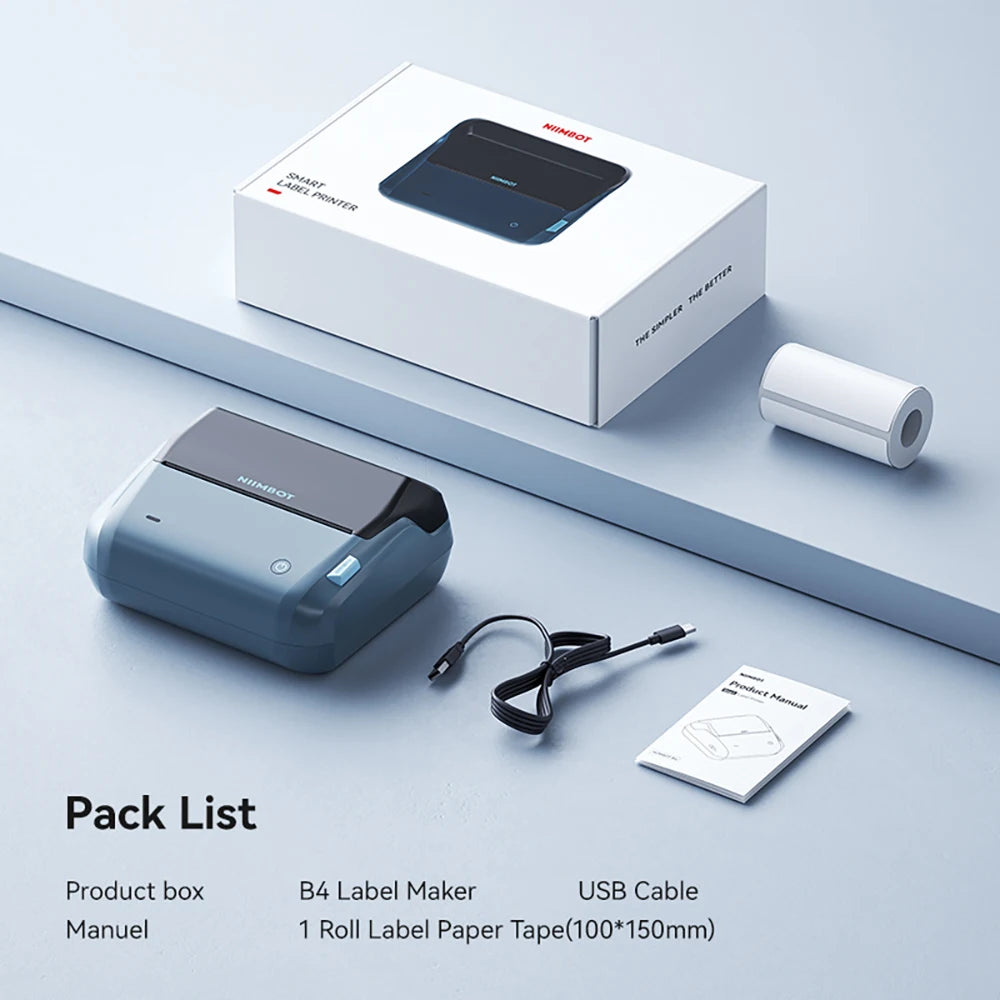 Niimbot B4 Thermal Label Printer Large Size 20-110mmm Print Width Label Sitcker Machine Shipping Label Business Office Use