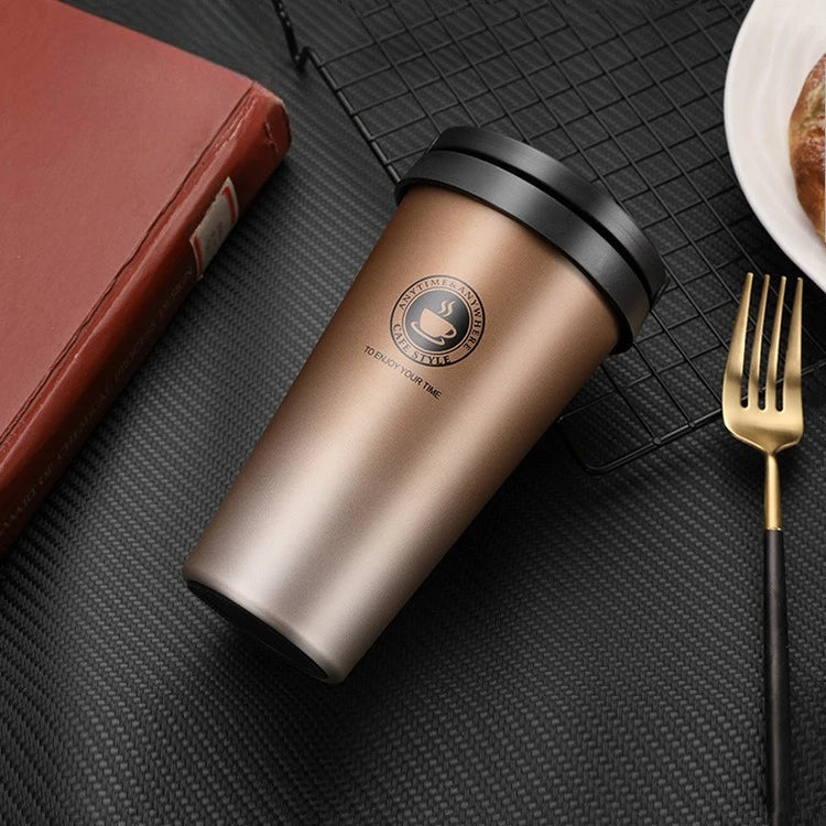 16Oz InsulatedCoffeeCupCoffeeThermosFlask with Leak Proof Lid AndHandle 304 Material Double Wall Insulation and Leak ProofDesign