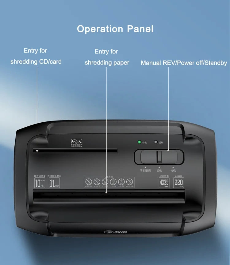 Desktop P4 10 Sheets Paper Shredder Household Small Office Automatic Cross Cut CD Paper Shredding Machine