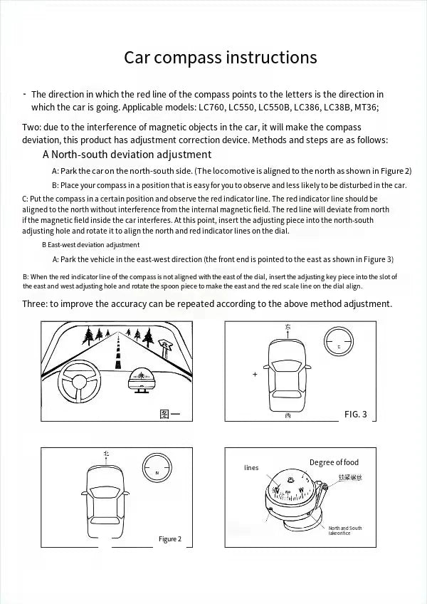 For Boat Yacht Car Waterproof Navigation Compass With Electronic LED Light White/Black Marine Sea Pivoting Marine Compass
