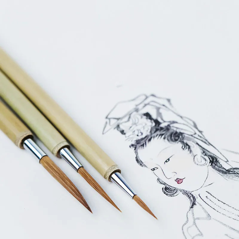 Line Drawing Brushes Chinese Mixed Hair Brush Chinese Calligraphy Small Regular Script Brush Pen Meticulous Drawing Stationery