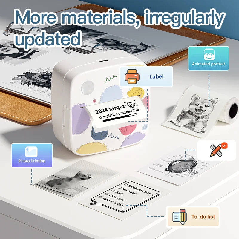 Dolewa D2 Label Maker Printer Portable Printer Thermal Paper Printer Label Sticker Paper Printer for Photo Printing