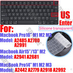 Silicone Keyboard Cover for All MacBook Air/Pro 13 14'15'16 inch,M1,M2,M3 M4 M5 Chip Model A2918,A2992,A3113,A2337,A2941 US & EU