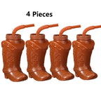 Plastic Cowboy Boot Cups with Straws and Lids Reusable Cowboy Cup for Western Themed Party Supplies Rodeo Birthday Decorations
