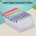 Mesh Zipper Storage Bag Document Bag Waterproof File Pouch Folders School Office Supplies Cosmetic Makeup Bags A3/A4/A5/A6